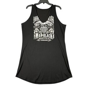 Johnny Cash Man In Black Nashville Tank Dress Black Graphic Sleeveless Women's S